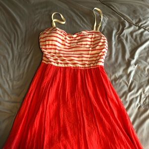 Orange and white summer dress